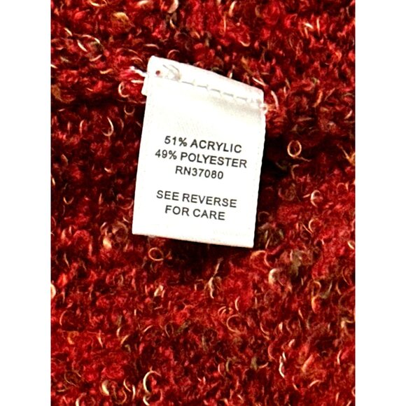 Cato Size S Rusted Red Boucle Fringe Mockneck Sweater Cozy Western Cowgirlcore - Picture 7 of 12